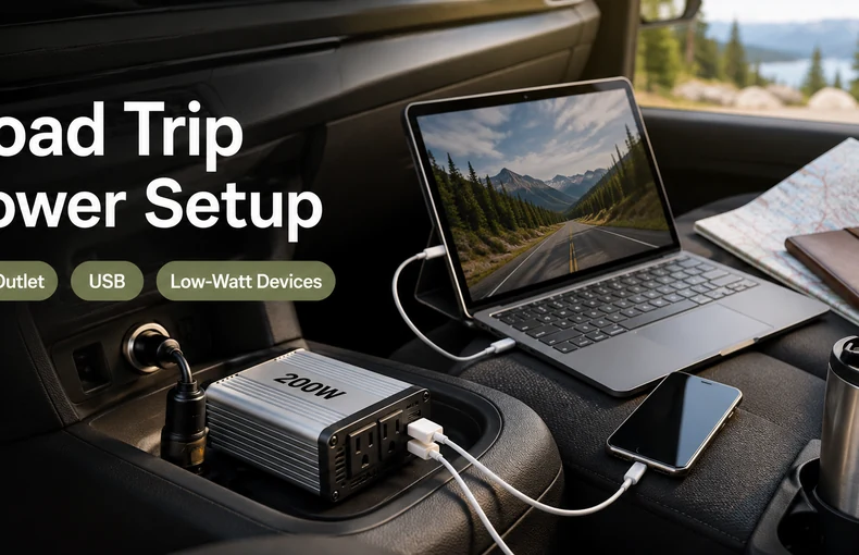 Guía de Inversor de Coche 200W para Viajes, Portátil y Uso Seguro de 12V guide image