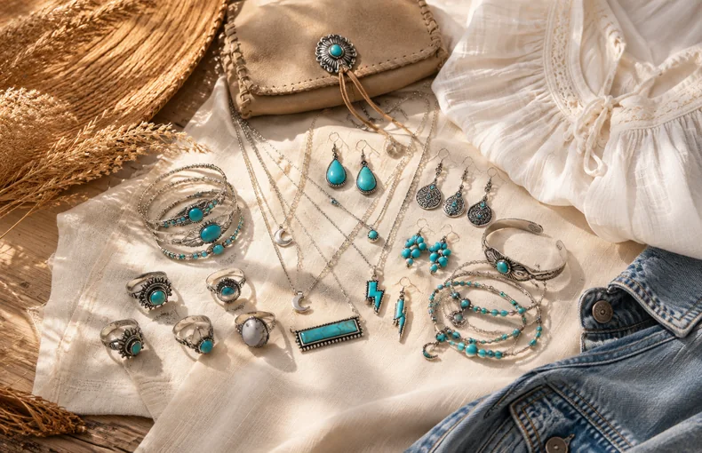 Guia de set de joyeria boho estilo turquesa para festival viaje y regalo guide image