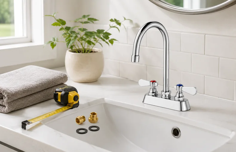 Guía de grifo de baño de dos manijas: ajuste, orificios e instalación guide image