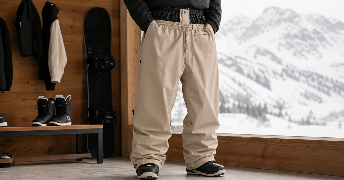 Pantalones snowboard loose fit con cintura elevada bolsillos con cremallera polainas internas ventilacion y bajos ajustables