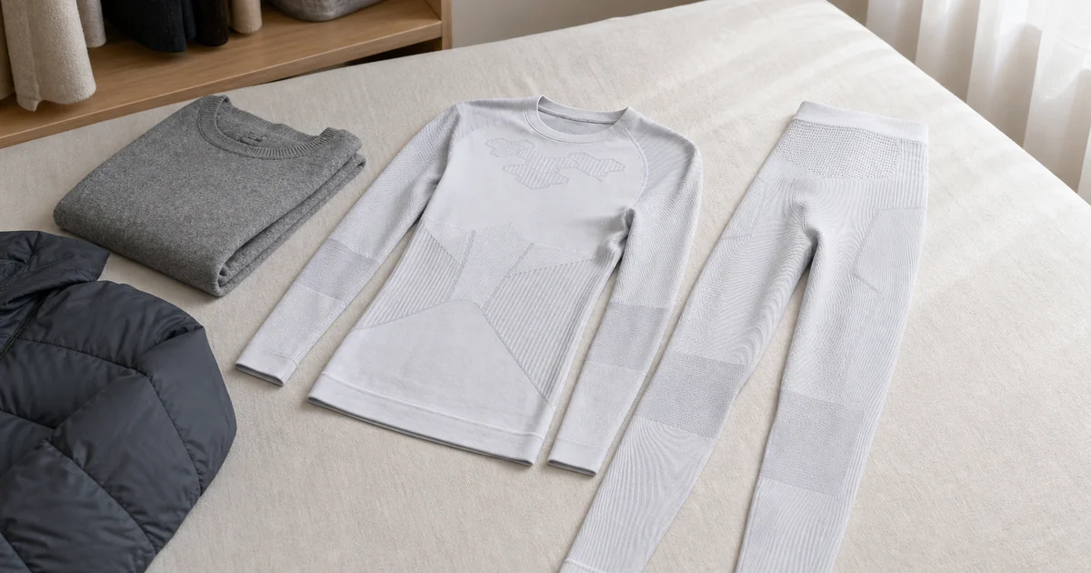 Conjunto thermal base layer masculino cinza claro com blusa manga longa gola redonda e leggings para camadas