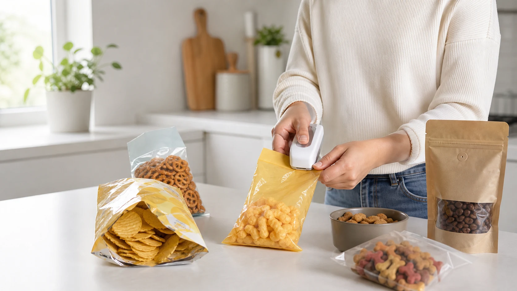 Como usar uma mini seladora para manter snacks mais frescos guide image