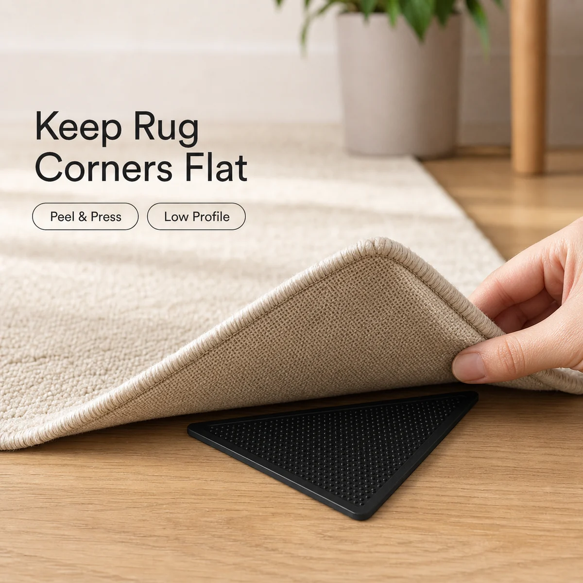 How to Keep Area Rug Corners Flat Without Damaging Floors guide image