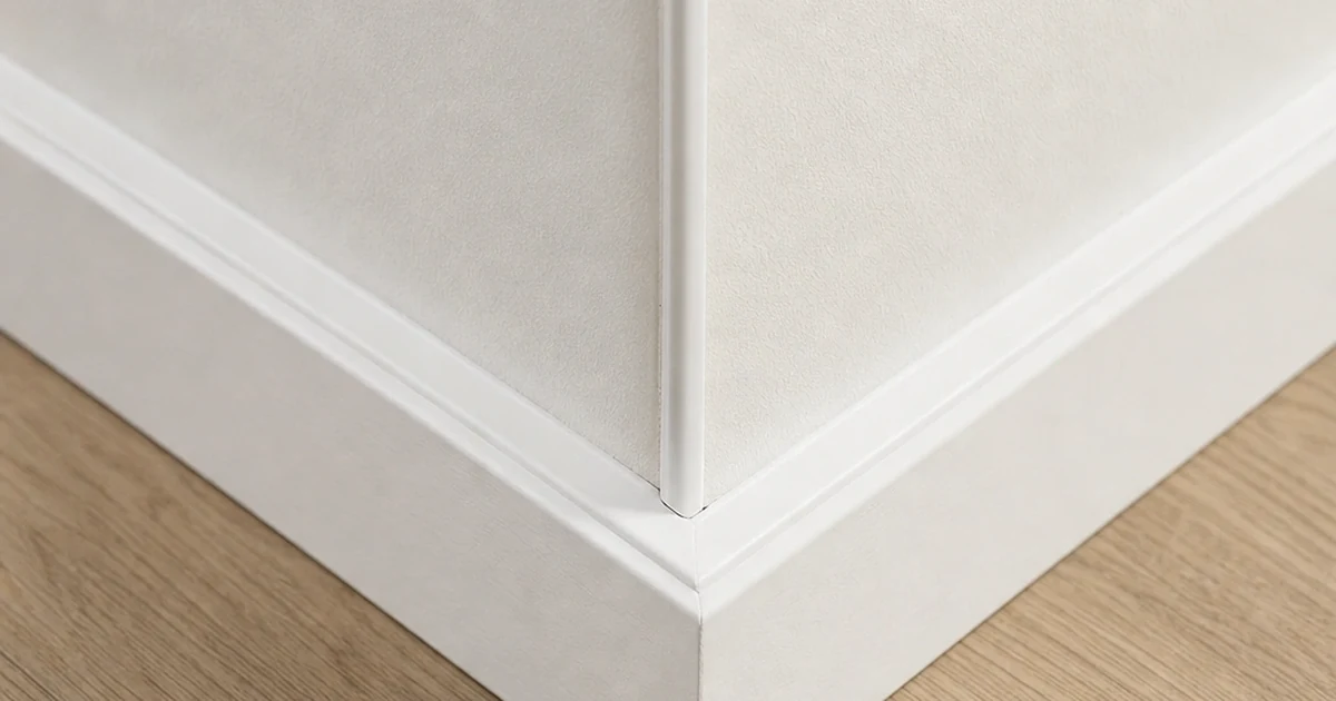 White PVC trim shown along an interior wall edge
